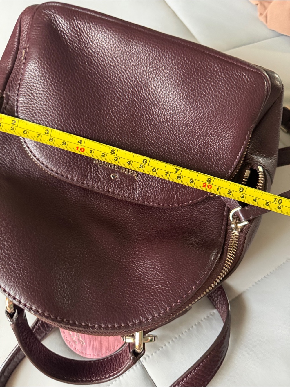 kate spade Pebbled Leather Burgundy Mini Backpack with Floral Tag - Picture 4 of 4